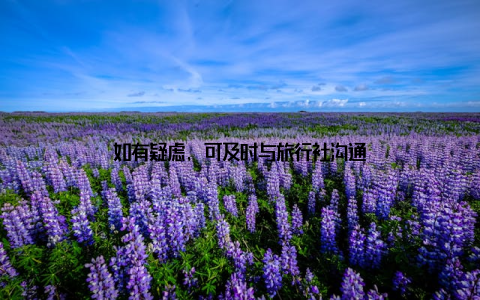 如有疑虑, 可及时与旅行社沟通